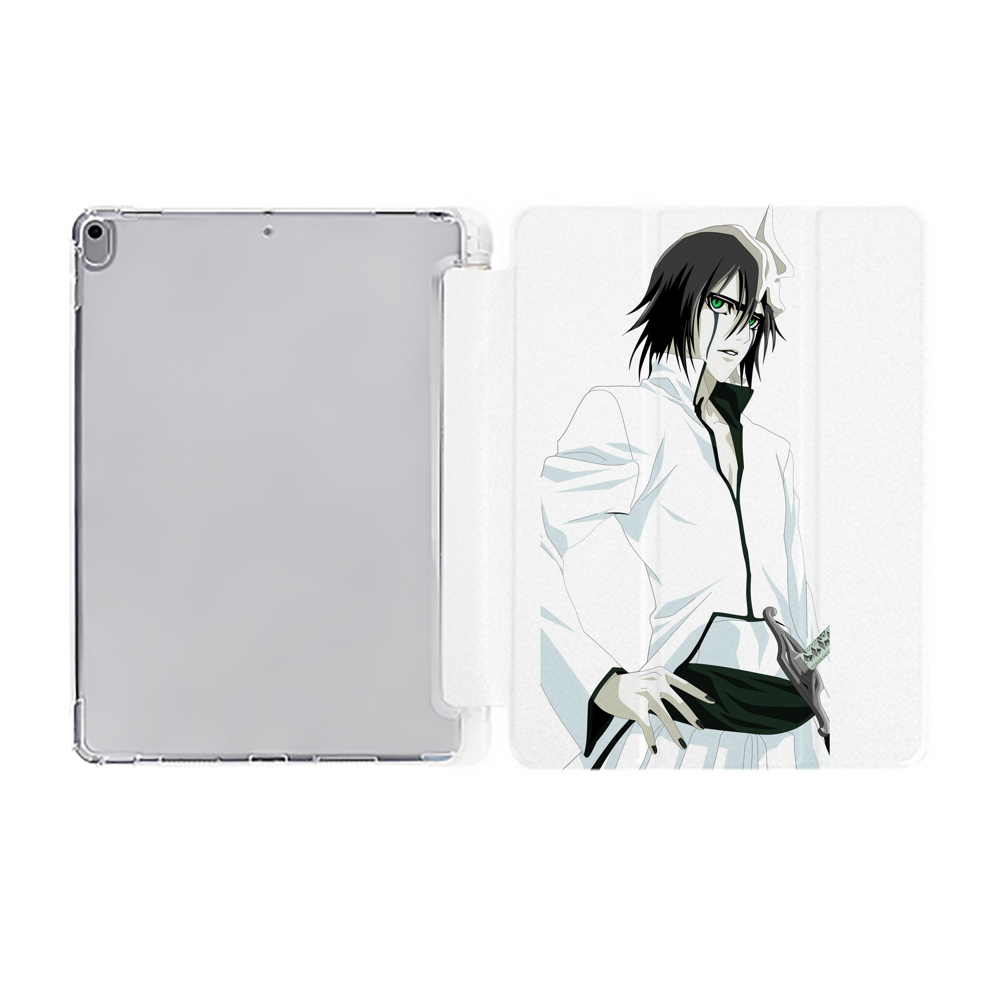 （画像用） ブリーチ ウルキオラ·シファー BLEACH Ulquiorra cifer IPad ケース ペン収納付き 三つ折りスタンド PUレザー×シリコン 対応機種9.5/10.5/10.9インチ